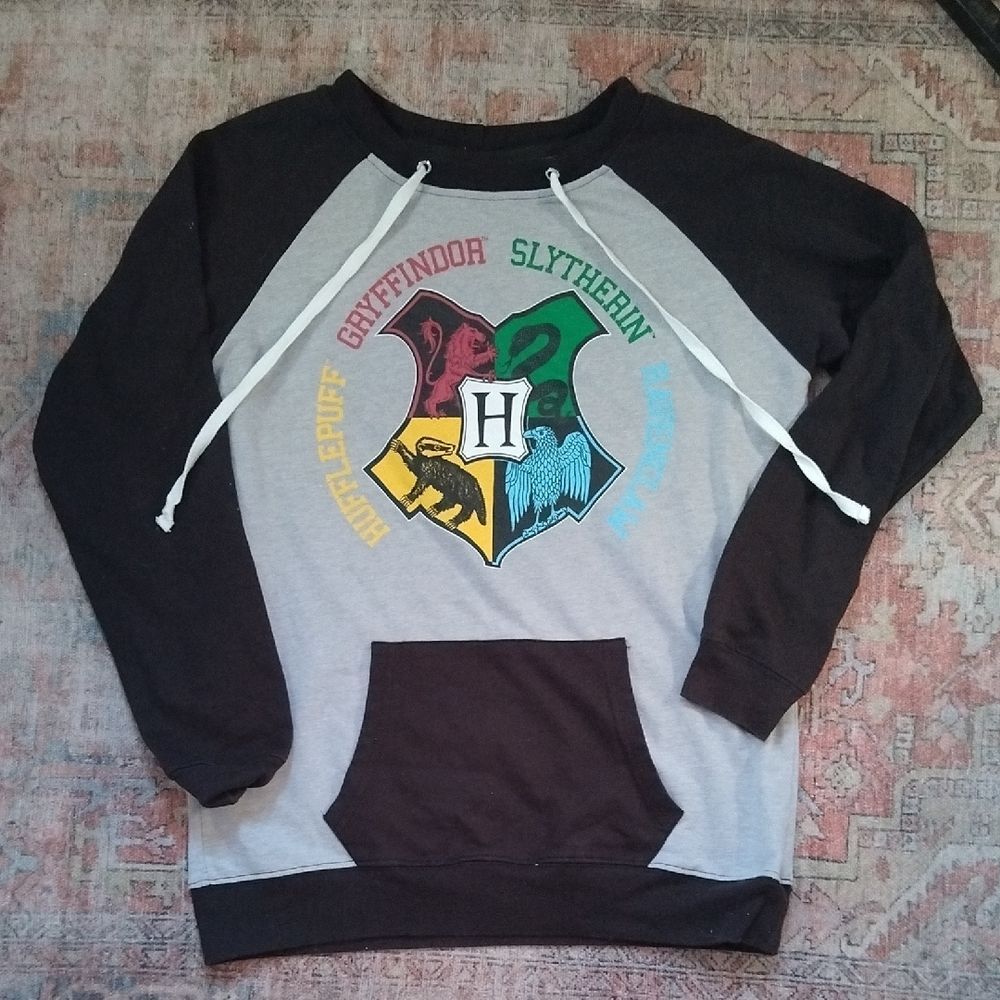 Harry Potter Hogwarts Crest Sweatshirt - Black and Gray - M Kid/XS Women